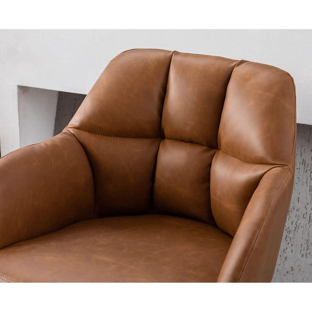 Modern Leather Swivel Bar Stool With Backrest And Armrests