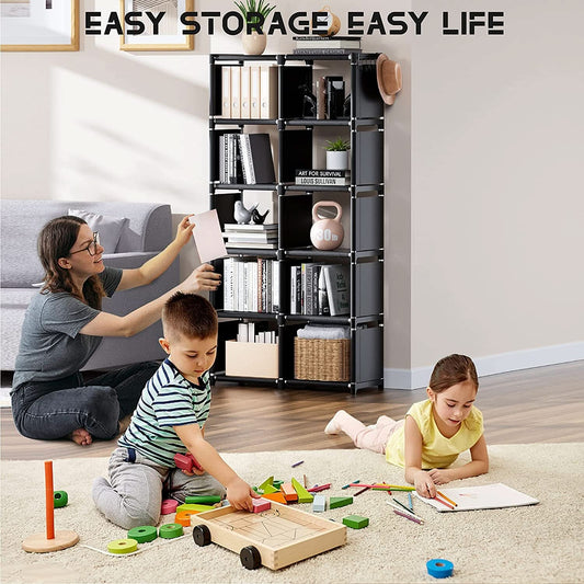 Black Twelve Cube Metal Bookcase System For Home Office
