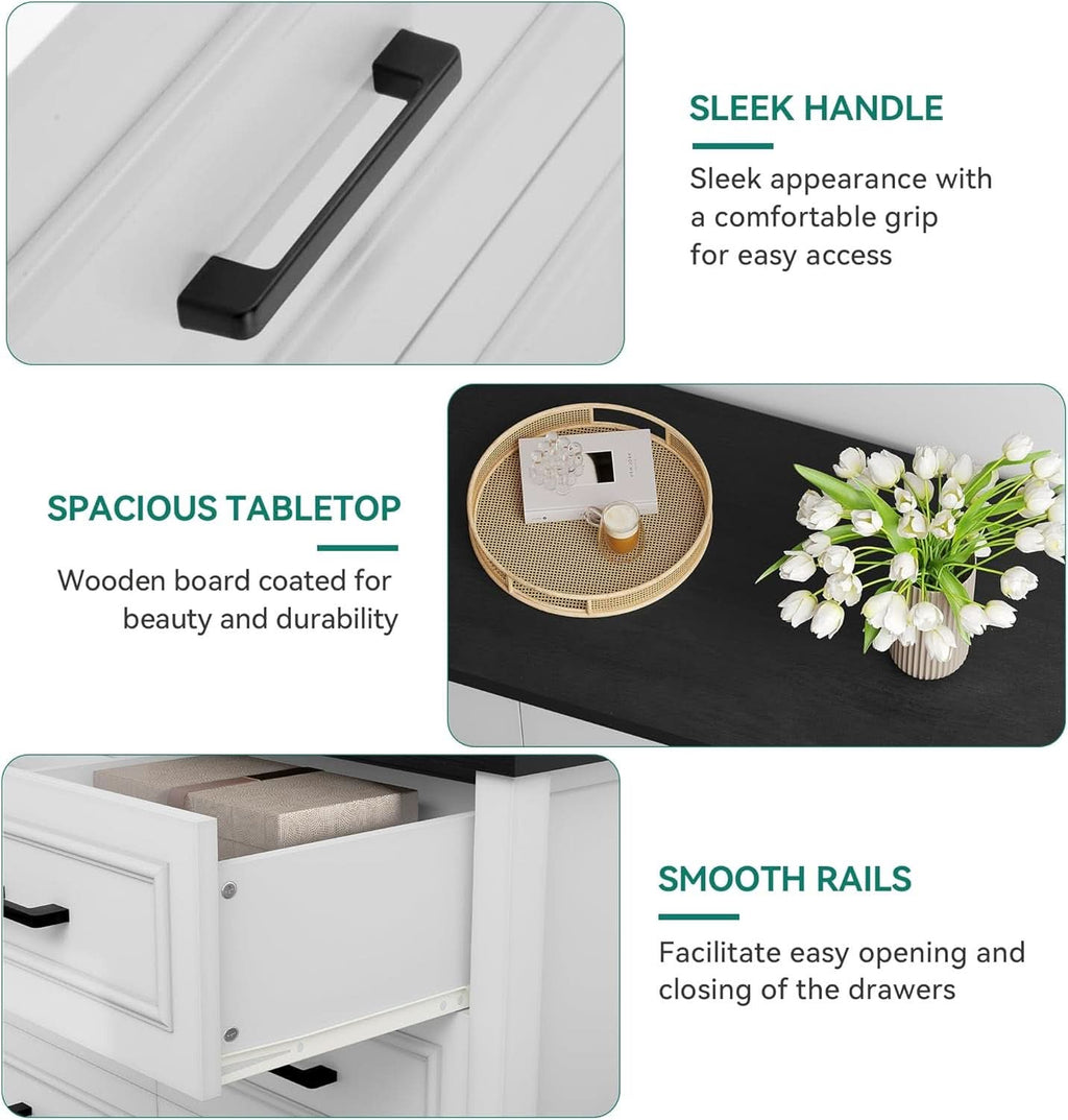 6 Drawer Dresser With Built In Power Outlet White And Black