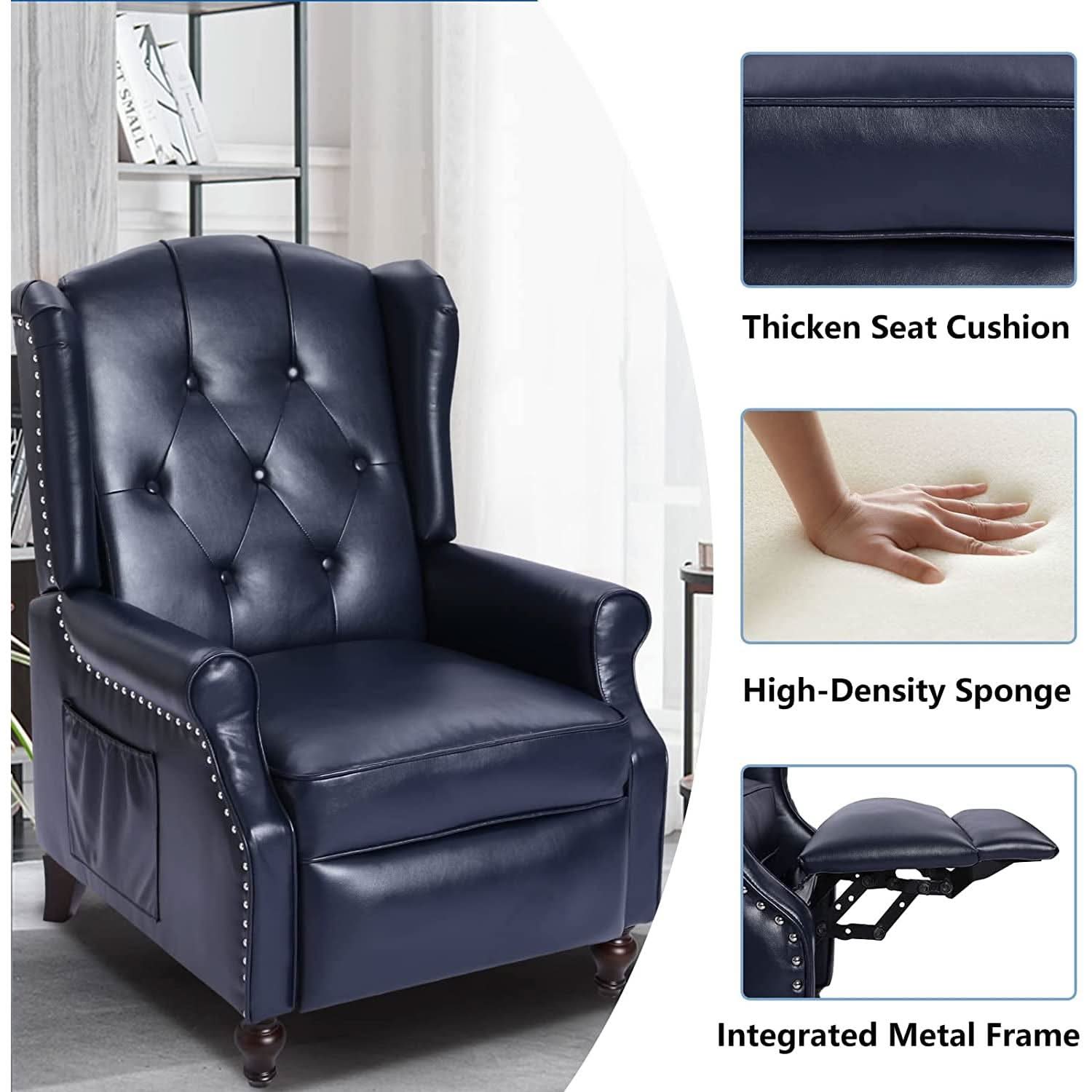Wingback Recliner Chair With Massage Function PU Leather