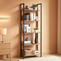 5 Tier Bookshelf Steel Frame 9.4Dx24.4Wx65H Greige Black