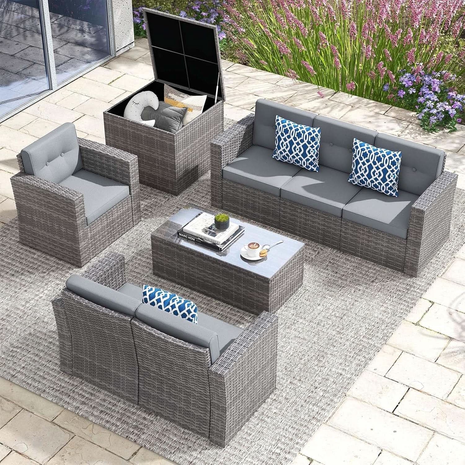 Outdoor Wicker Patio Furniture Set with Storage Box