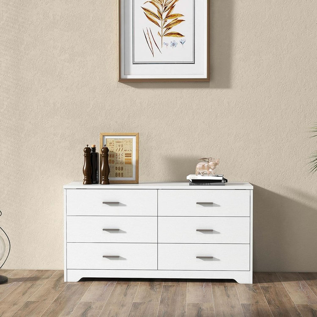 White Wooden 5 Drawer And 6 Drawer Dresser With Side By Side Layout