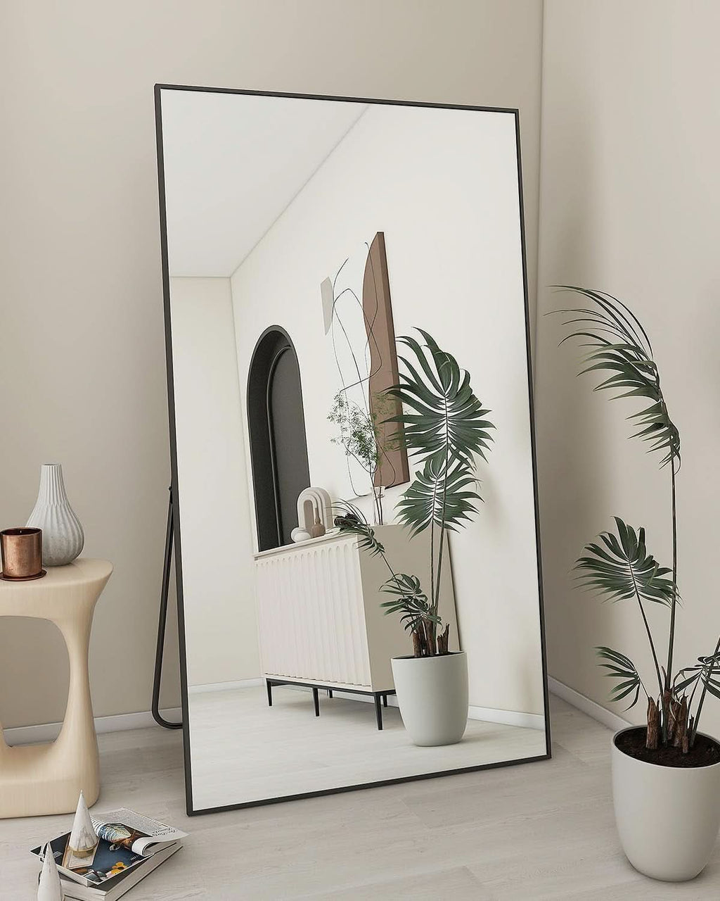 71x31 Inch Black Floor Mirror Full Length Standing