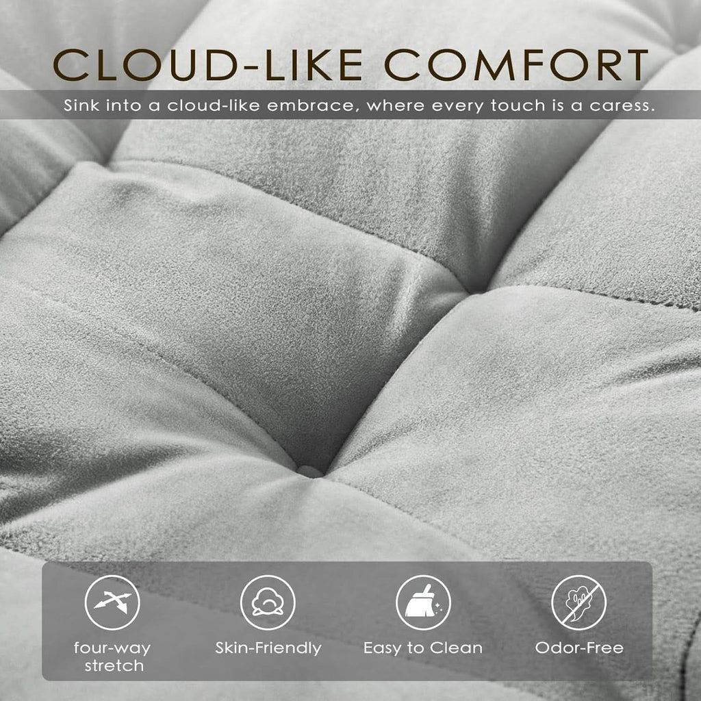 Grey Convertible Sleeper Loveseat Bed With ThreeInOne