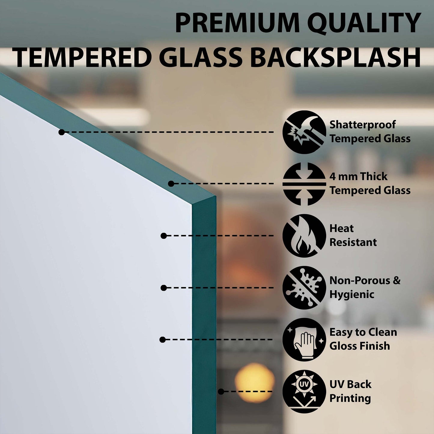 Custom Kitchen Backsplash – Royal Sapphire Tempered Glass Stove Backsplash