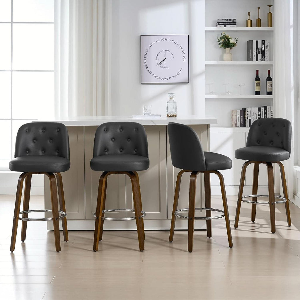Bar Stools Set Of 4 26 Inch Black Counter Height Swivel