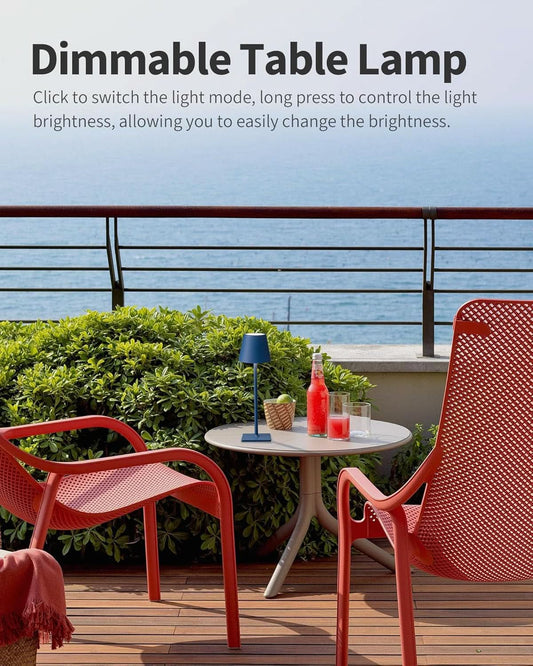 2 Pack Cordless Rechargeable LED Desk Lamp With 3 Color Stepless Dimming Blue For Home Office And Outdoor Settings