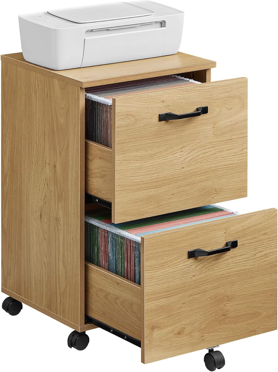 Straw Yellow 2 Drawer Rolling File Cabinet Printer Stand