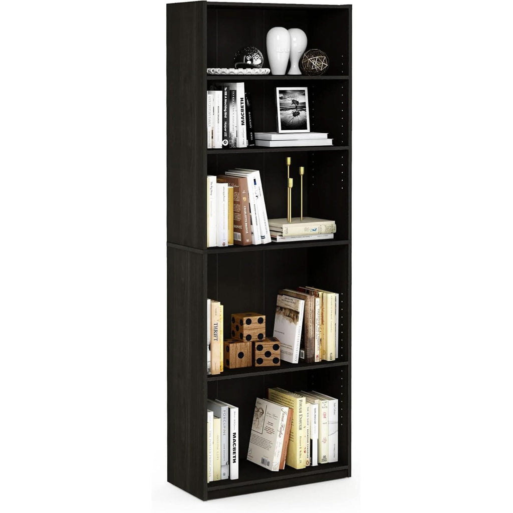 JAYA Simply Home 5-Tier Bookcase Espresso Storage Shelf