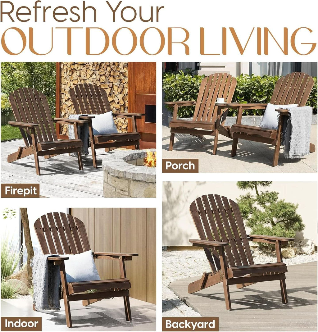 Outdoor Adirondack Chair Set Foldable Pre-Assembled Comfort