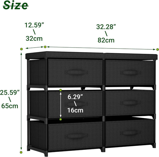 Fabric Dresser With Six Drawers Metal Frame And Wooden Top