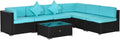 Turquoise Seven-Piece Outdoor Wicker Sectional Sofa Set