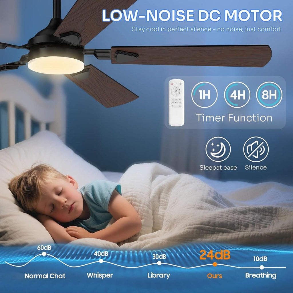 52 Inch Ceiling Fan Lights Remote Control Indoor Outdoor