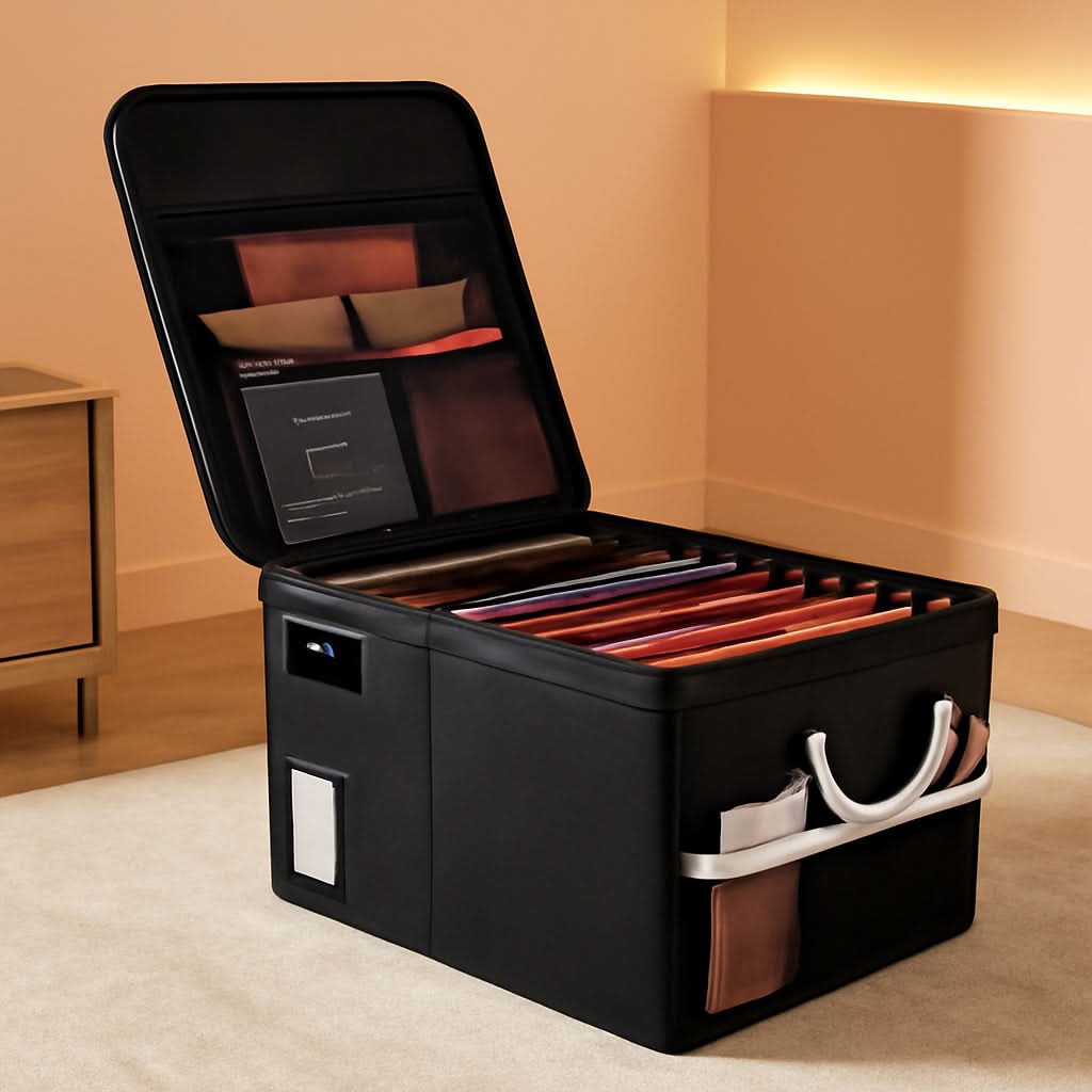 Portable Fireproof Document Storage Box 16.1x12.9x11 Inches