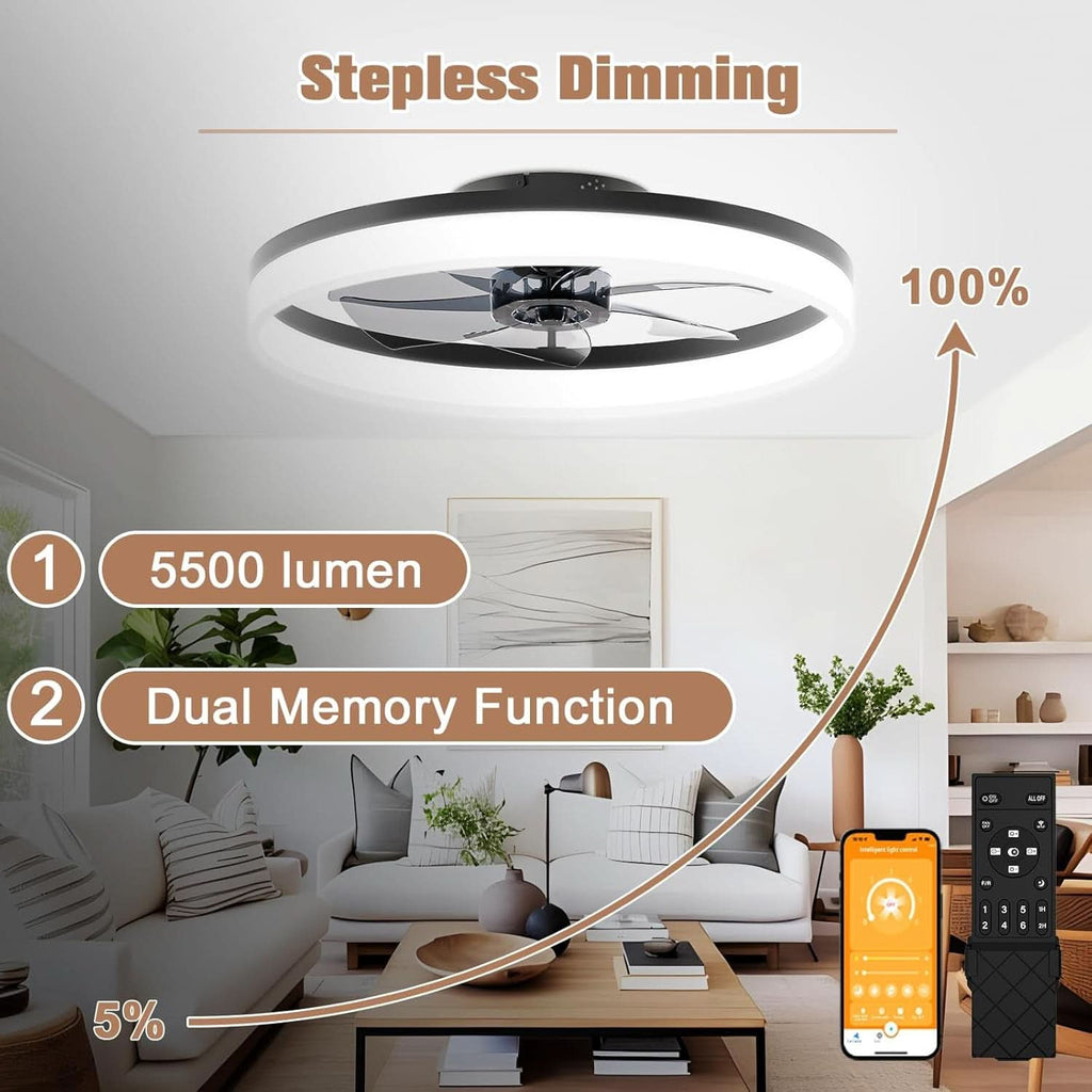 Low Profile Ceiling Fan With Dimmable LED Light 42 Inch
