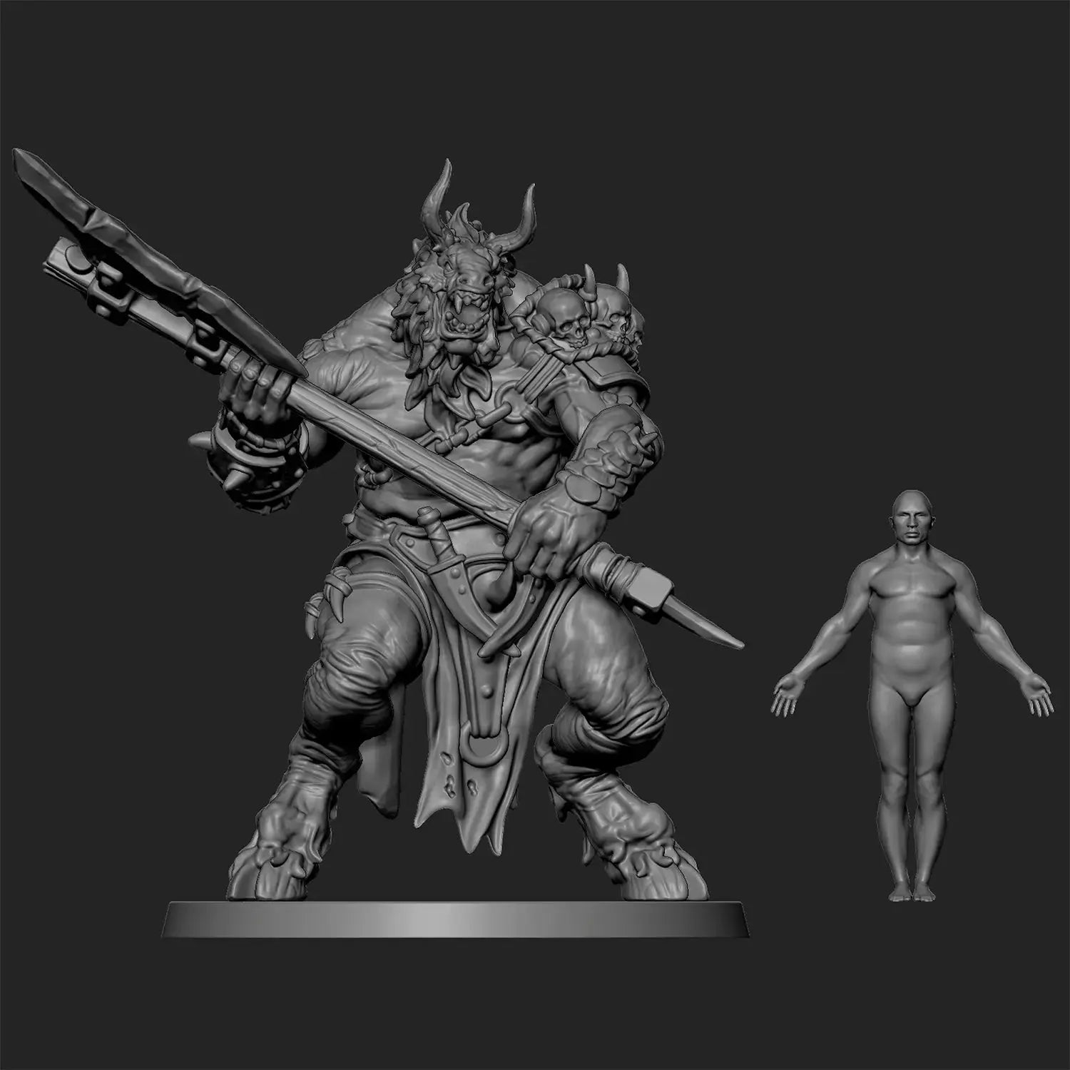 Beastman Brutes by Tales Keeper, 60mm Miniature, 28/32mm Scale, Fantasy War Gaming Figure