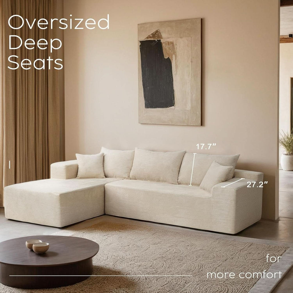 Beige L-Shape Modular Sectional Couch for Living Room