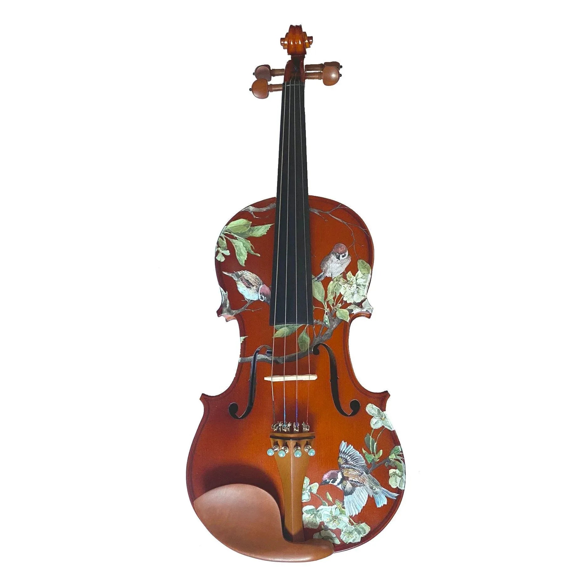 Rozanna's Song Bird Violin Outfit | Antique Luster Violin with Robin Egg Blue Pearl Fine Tuners & Brazilwood Bow