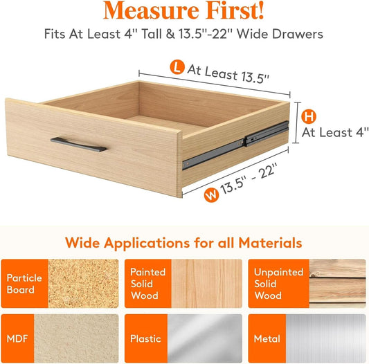 Drawer Dividers 4 In High 11-17 Adjustable White 8 Pack