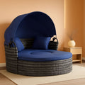 Round Convertible Daybed With Sun Canopy Outdoor Dark Blue