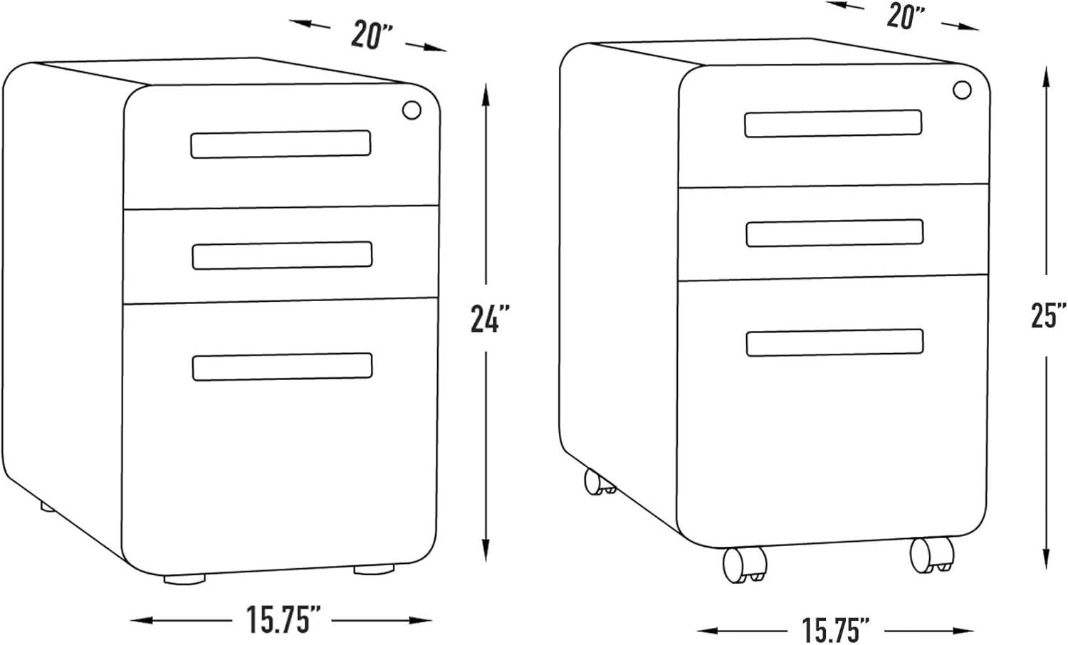 Stockpile 3 Drawer File Cabinet With Lock Under Desk