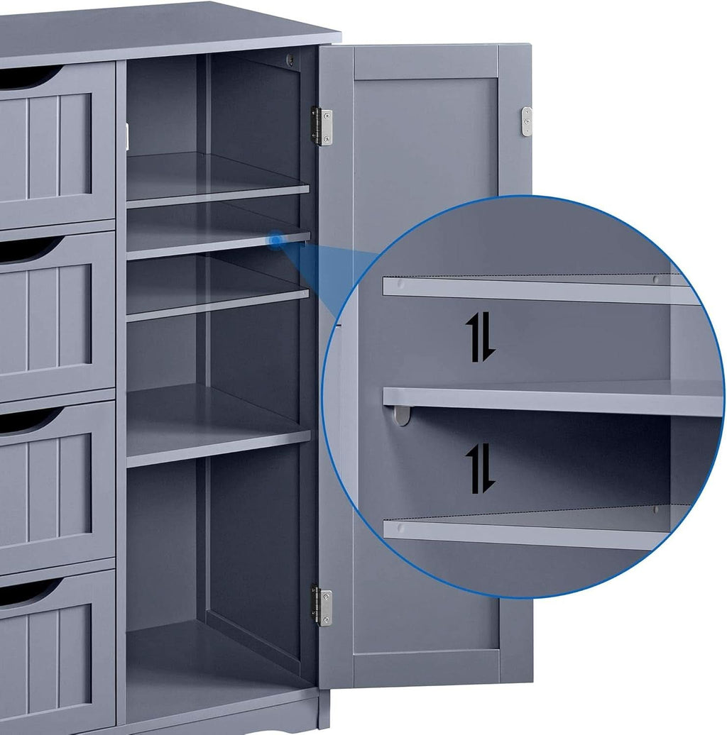 Gray Freestanding Bathroom Floor Cabinet With 4 Drawers