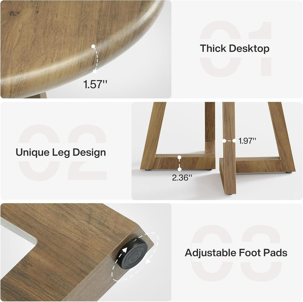 Brown Round Dining Table 31.5 Inch For 2 To 4 People
