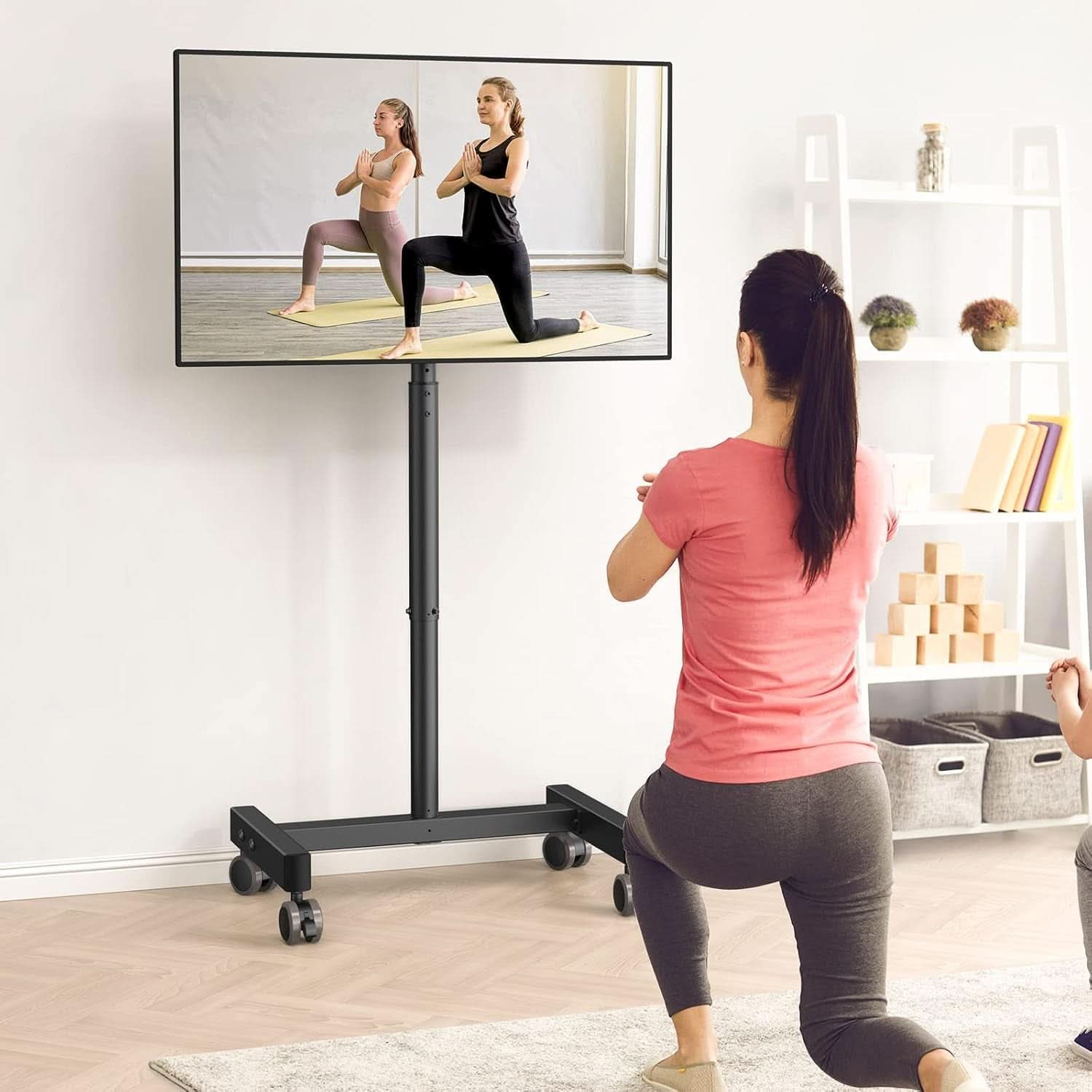 Adjustable Rolling TV Cart For 13 To 50 Inch TVs Tilt