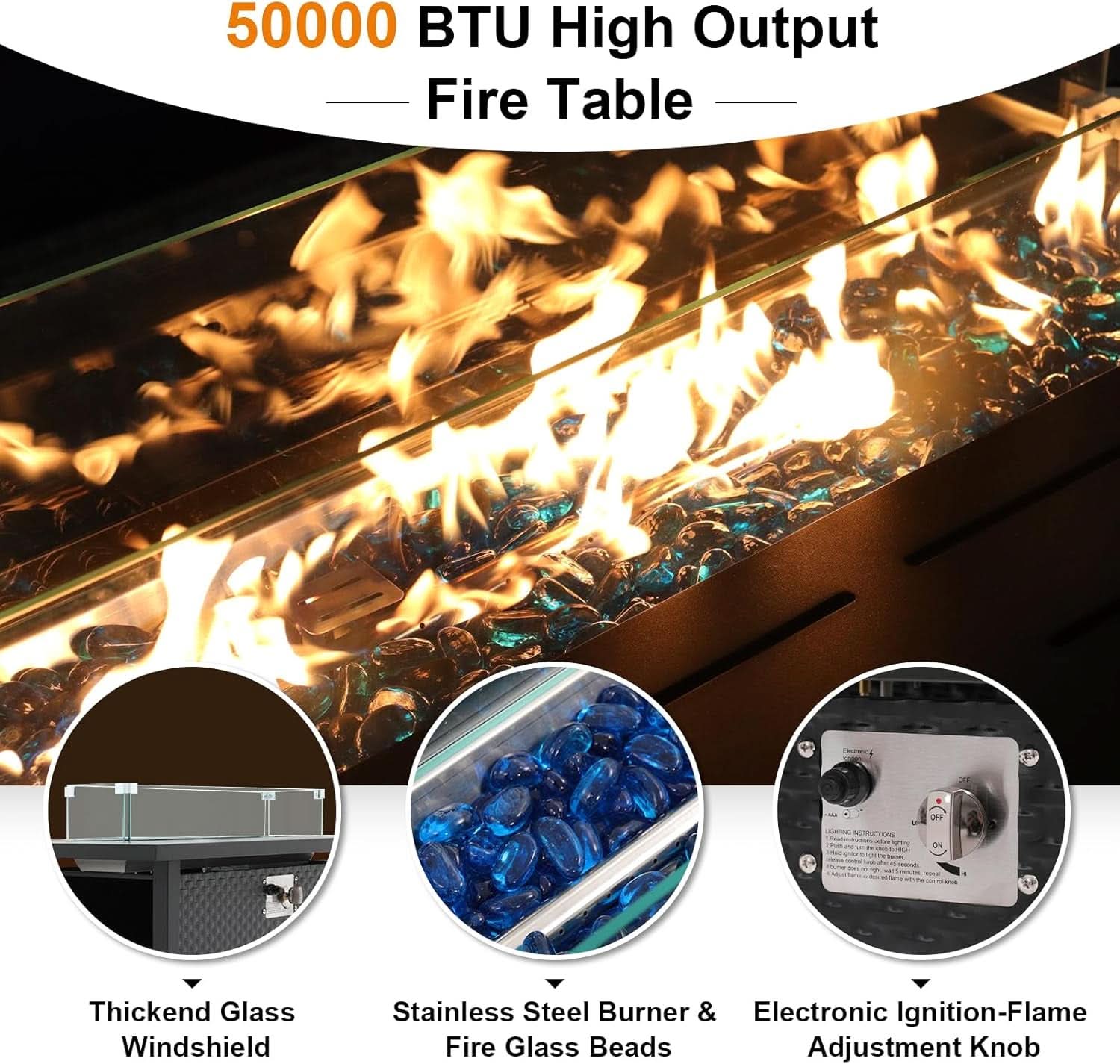 Outdoor Rattan Furniture Set with 45 Inch Fire Pit