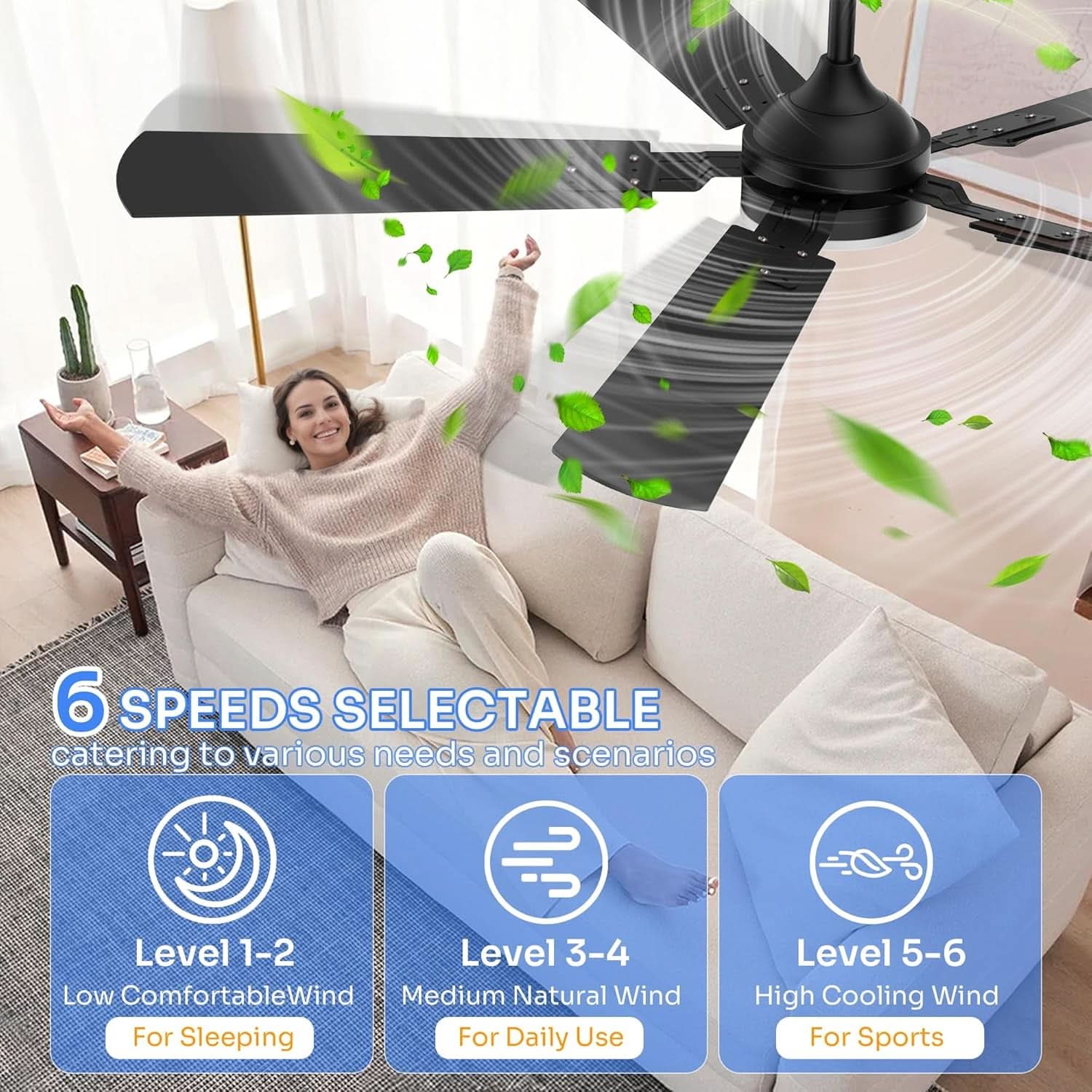 52 Inch Energy Efficient Ceiling Fan With LED Lighting