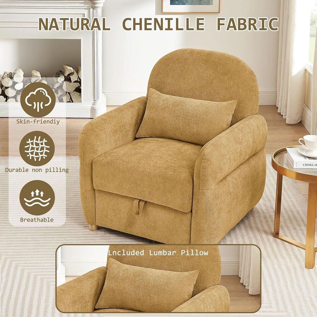 Ginger Yellow 33.5 Inch Upholstered Accent Armchair