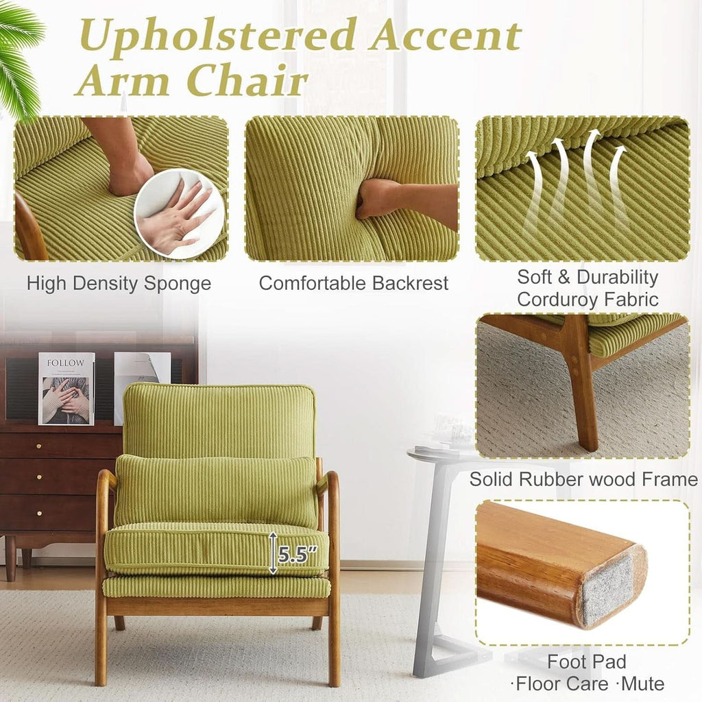 Nightshade Green Armchair With Lumbar Pillow Home Office