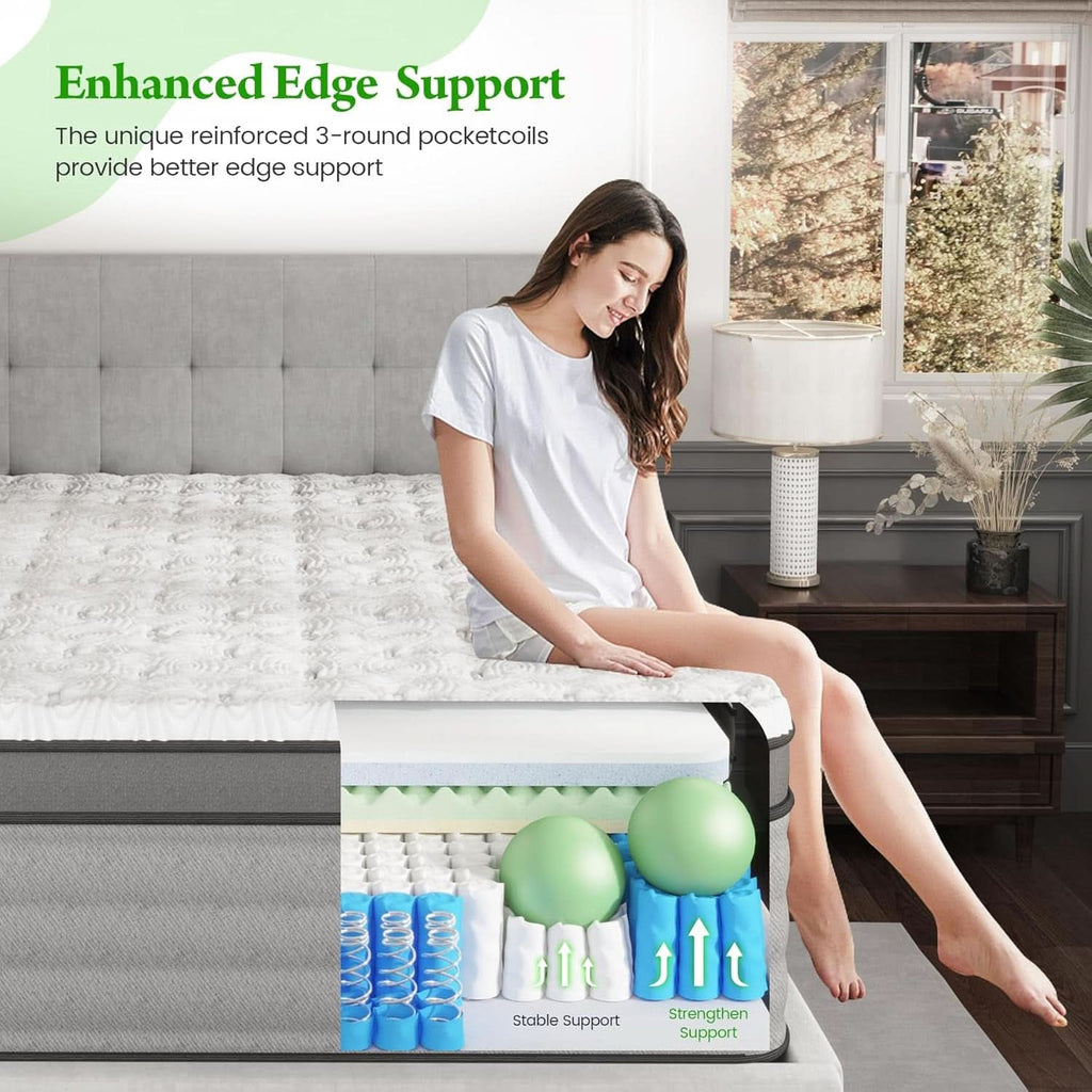 King Size Gel Memory Foam Hybrid Mattress Lumbar Support Plus