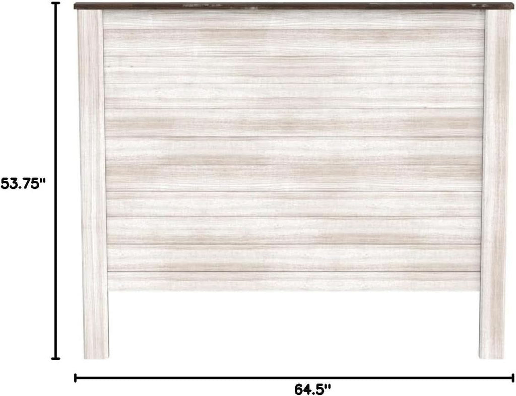 Queen Whitewash Farmhouse Panel Headboard for Chic Decor