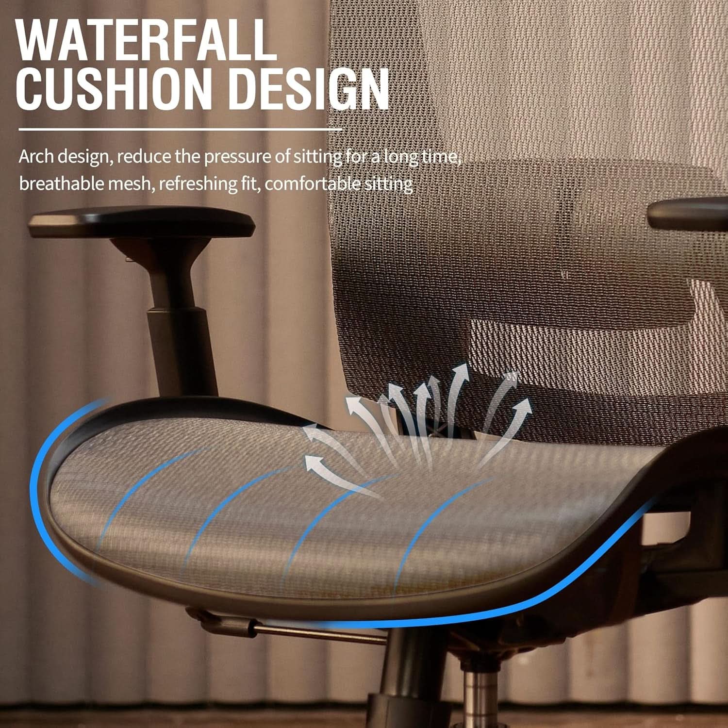 Grey Ergonomic Mesh Office Chair With Lumbar Support