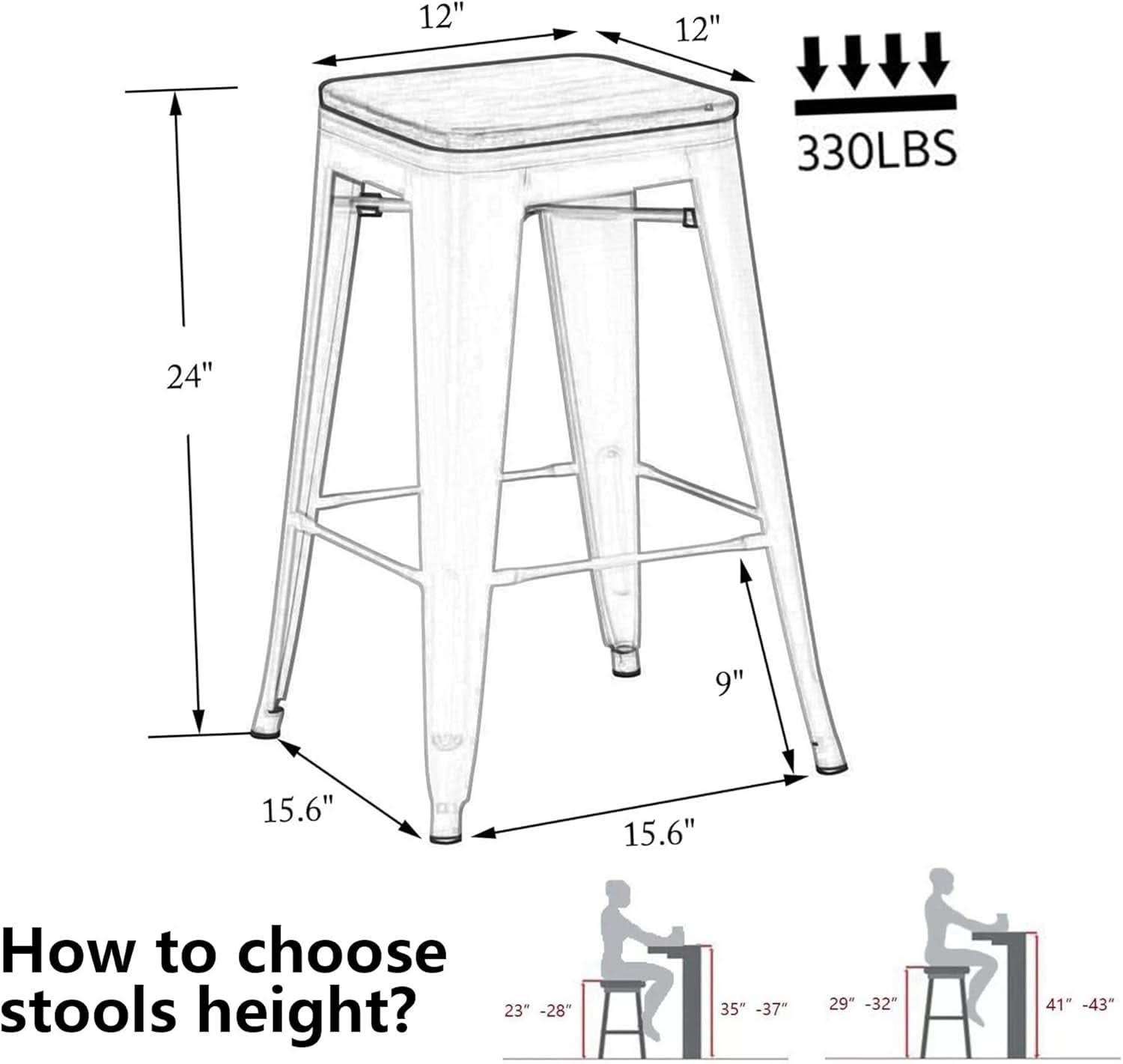 Metal Bar Stools Set of Four Backless Stackable Design