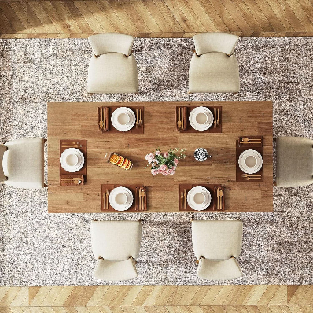 63 Inch Walnut Farmhouse Dining Table Seats Four To Six