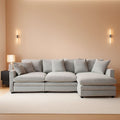 111 Inch L Shaped Modern Glam Sofa Sectional With Ottoman Cloud Foam Cushions Grey Chenille