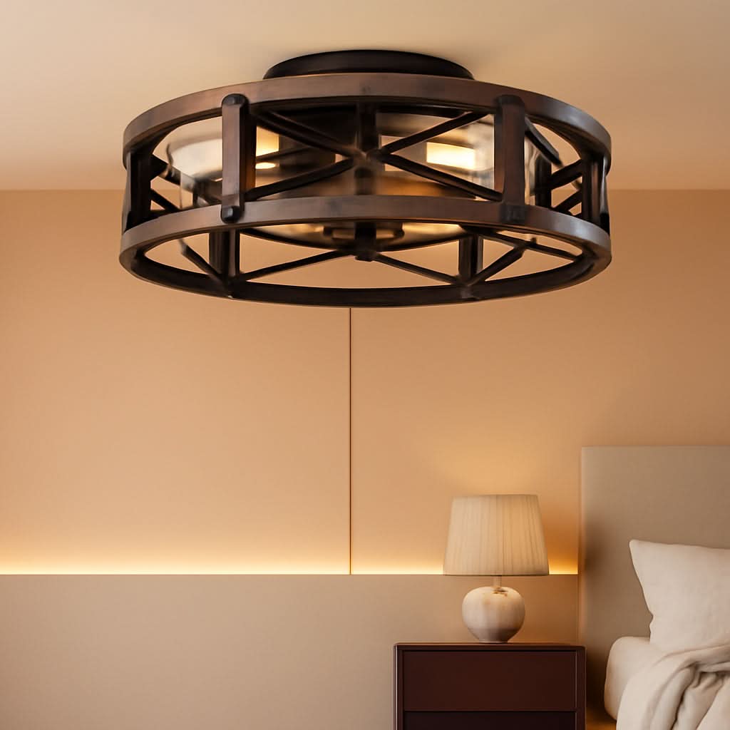 Rustic Bladeless Ceiling Fan With Light And Remote 6 Speeds