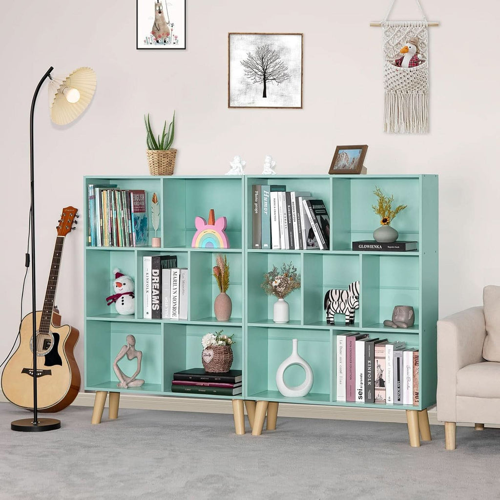Mint Green 7 Cube Bookcase For Kids Toy Storage Organizer