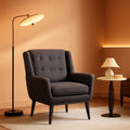 Grey Button Tufted Fabric Living Room Accent Chair