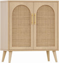 Natural Rattan Storage Sideboard Cabinet With Adjustable Shelves