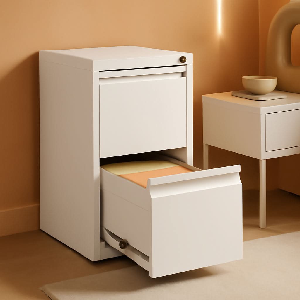 White 2 Drawer File Cabinet With Lock For Home Office Vertical Metal Filing Cabinet For Letter Legal A4 Files