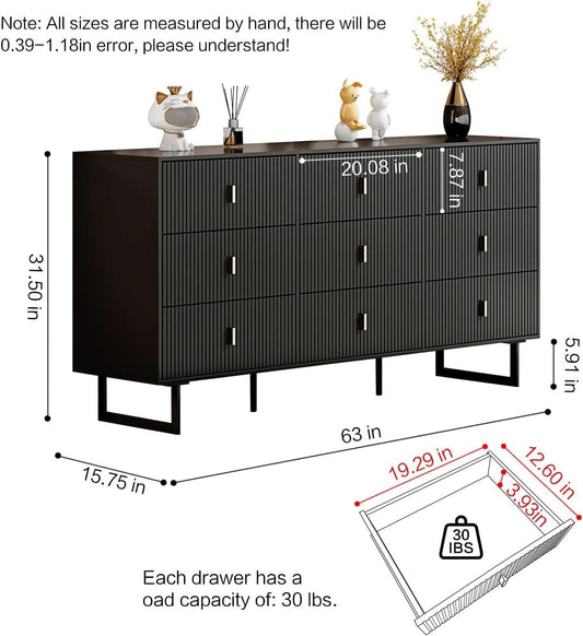 Matte Black Nine Drawer Organization Storage Cabinet