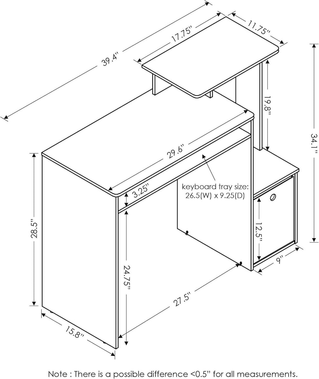 Econ Compact Office Desk With Storage Shelves Sonoma Oak