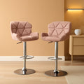 Breni Velvet Diamond Tufted Swivel Bar Stool Set Of 2 Mauve