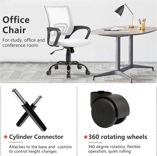 Ergonomic White Office Chair With Lumbar Support For Home