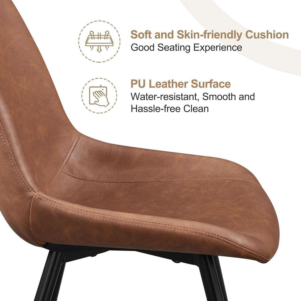 Dining Chairs Set Of 2 Brown Upholstered Faux Leather
