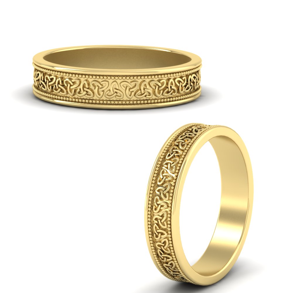 Celtic Mens Gold Band Rings